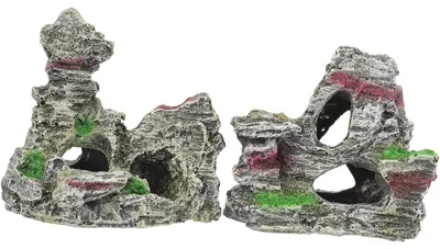 Produktbild von Aquariumdekoration Aquarium Höhle Felsen - 2er-Set - Versteck für Fische - Steinoptik