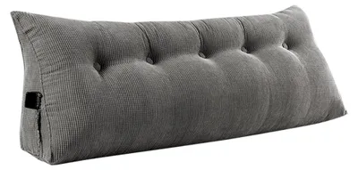 Produktbild von Rückenkissen, Lesekissen für Bett und Sofa, Keilkissen mit Handytasche, Cord, Sitzkissen, Wandkissen, waschbarer Bezug (160x50x20 cm, Grau, Cord)