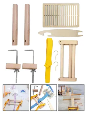 Produktbild von Webstuhlset aus Buchenholz mit Tischklemmen und Zubehör