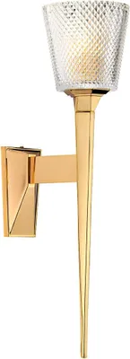 Image de Applique murale Verity, or poli, 1xG9x3W, laiton, dimensions : 50,6 x 12,6 x 20 cm, IP44, Elstead