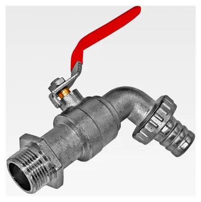 Produktbild von Kugelhahn Auslaufventil 3/4" Rohr Zoll Außengewinde AG Wandanschluss Voller Durchgang aus Zink mit Stahlhebel rot Schlauchtülle Außendurchmesser 20 mm Wasser Hahn