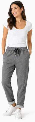 Produktbild von Damen Jogginghose mit Kordelzug – Bequeme Freizeithose mit Taschen, elastischer Bund, schmaler Schnitt Graumeliert/S/M