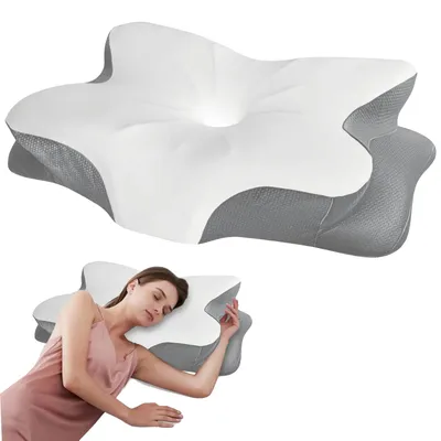 Obrázek produktu pro Polštář na podporu krku z paměťové pěny, ergonomický design, úleva od bolesti, BÍLÁ