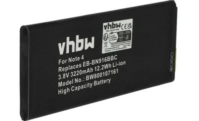 Produktbild von vhbw Akku kompatibel mit Samsung Galaxy SM-N910W8 Handy Smartphone Telefon (3220 mAh, 3,85 V, Li-Ion)