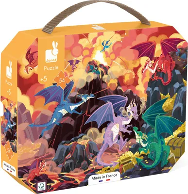 Produktbild von Janod Puzzle Drachen - 54 Teile Kartonpuzzle Kinder