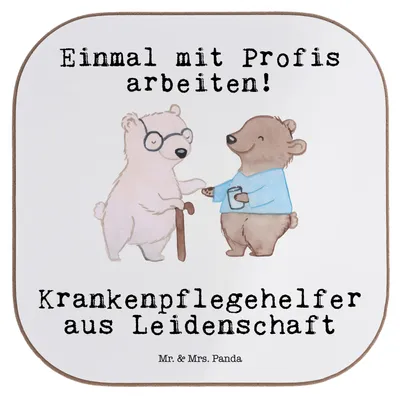 Produktbild von Mr. & Mrs. Panda Tischschoner Krankenpflegehelfer Leidenschaft - Weiß - Geschenk, Ausbildung, Untersetzer für Gläser, Tassen, Coaster, gläseruntersetzer, Spruch, Lustig