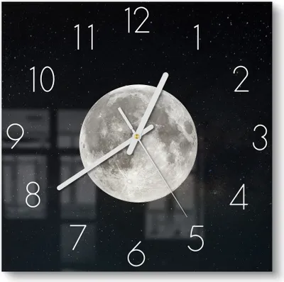 Produktbild von DEQORI Glasuhr 30x30 cm Zahlen 'Mondnachtzauber' Wanduhr Glas Uhr Design leise Küchenuhr