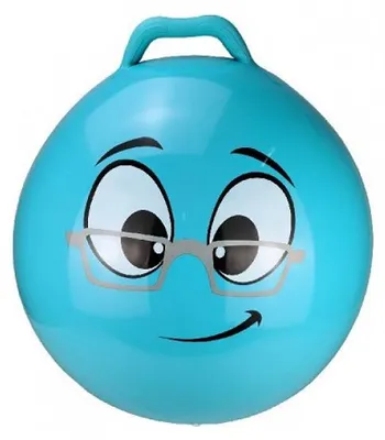 Image de Ballon sauteur smiley intello 55 cm bleu - skippy ball - jeu pour rebondir enfant