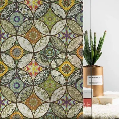 Obrázok produktu pre Tajomná matná fólia, staticky priľnavá, kruhy, žltá, 44,5 x 200 cm