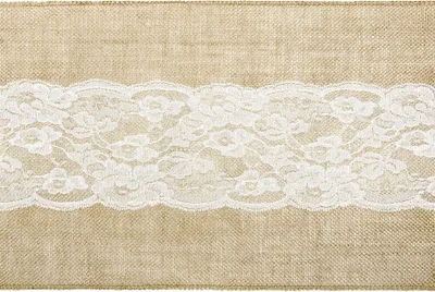 Produktbild von Jute Tischläufer Spitze Mitte 28 cm x 2,75 m - Einheitsgröße