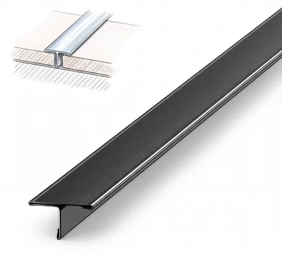 Produktbild von Dalsys Fliesenschiene T Profil 2,5m x 15mm Schwarz Edelstahl V2A gebürstet