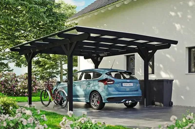Produktbild von Einzelcarport SKAN HOLZ Odenwald inkl. Pfostenanker 428 x 541 cm anthrazit