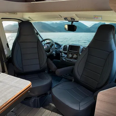 Produktbild von Autositzbezüge für Sitzbezüge für Fiat Ducato Wohnmobil | Mit Armlehnen-Bezügen | CBS | Schwarz/Kunstleder