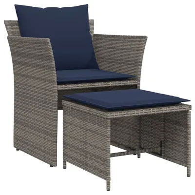 Obrázek produktu pro vidaXL Zahradní židle s podnožkou Grey Poly Rattan