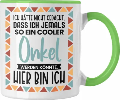 Produktbild von Trendation - Bester Onkel Ever Tasse Geschenk Geburtstag Weihnachten Lustig Geschenkideen von Nichte Lieblingsonkel Hier Bin Ich (Grün)
