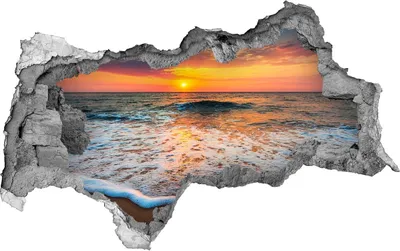 Produktbild von Selbstklebender Loch-3D-Aufkleber 95x73 cm Sonnenuntergang am Meer