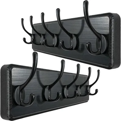 Produktbild von Wandkapstok mit 5 Haken, schwarz, für die Garderobe