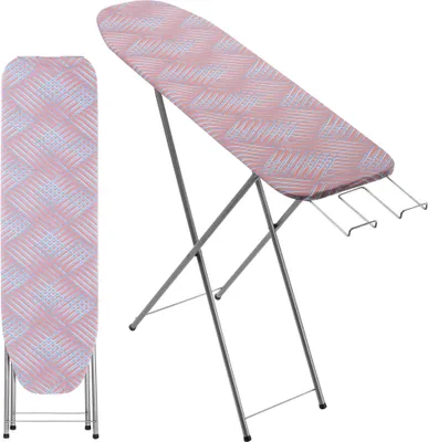 Produktbild von KADAX Bügelbrett mit Fach "Habo", Dampfbügeltisch, 104 cm, rote geometrische Muster