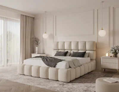 Produktbild von Emlar Polsterbett Tessa 140x200 cm - Bubble Bett mit Bettkasten & Metalllattenrost - Bouclé-Stoff - Doppelbett mit Stauraum Beige (Quelle 02)