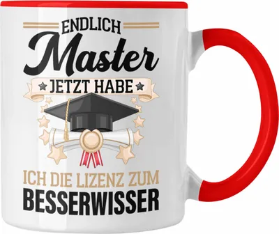 Produktbild von Trendation - Master Abschluss Geschenk Tasse Bestanden Studium Prüfung Graduation - Lizenz zum Besserwissser (Rot)