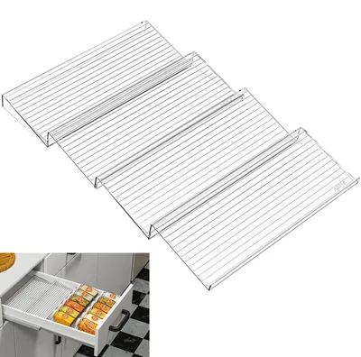 Produktbild von Gewürzregal aus Acryl mit Schublade, transparent, 4-stufiger Küchenorganizer, verstellbar