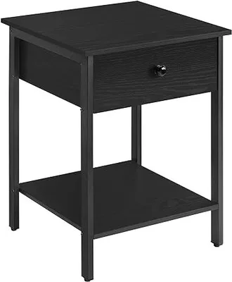 Produktbild von VASAGLE Nachttisch, Nachttisch, Beistelltisch mit Schublade und Ablage, 40 x 40 x 55 cm, Schlafzimmer, Wohnzimmer, Stahlgestell, einfache Montage