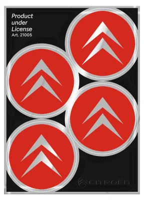 Image de Autocollants pour Citroën Old Official 4 Logos 48 mm, Rouge