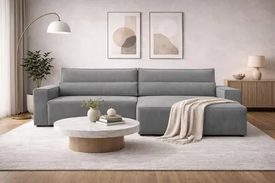 Produktbild von MOEBLO Ecksofa DENVER L – Ottomane beidseitig montierbar, Ecksofa aus Cord, Couch für Wohnzimmer, Schlafsofa Sofagarnitur Sofa Eckcouch L-Form Cordstoff mit Bettkasten und Schlaffunktion - Poso 22 Dunkelgrau
