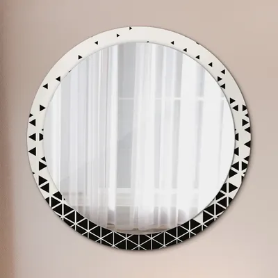 Produktbild von Ø100cm Spiegel - Glasrahmen mit Aufdruck - Wandspiegel Schlafzimmer - Abstrakt geometrisch