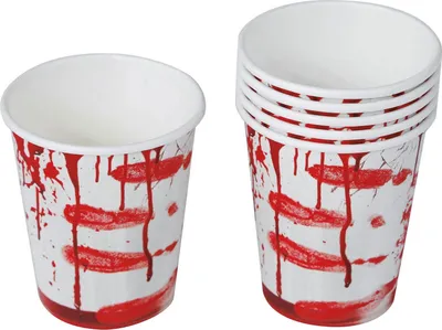 Produktbild von 6 Blutige Pappbecher - Halloween Deko Tischdeko
