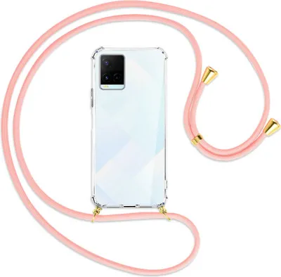 Produktbild von Handykette Backcover-Schutzhülle mit Band (Metall goldfarben) für vivo Y21s (6.51''), Y33s - rosa