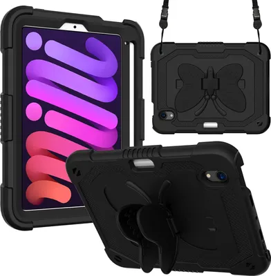 Immagine prodotto di Custodia per iPad Mini 6 8,3" con supporto a farfalla e tracolla nero