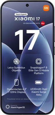 Produktbild von Xiaomi 17 - 5G Smartphone - Dual-SIM - RAM 12 GB / Interner Speicher 512 GB - OLED-Display - 6.3" - 2656 x 1220 Pixel (120 Hz)