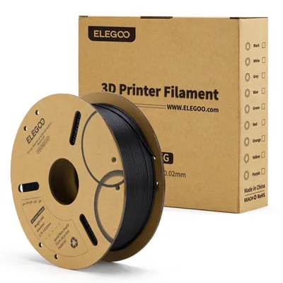 Produktbild von Elegoo Filament PLA, schwarz, 1,75mm, biobasiert, geruchsarm, 1kg Spule