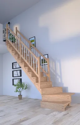 Produktbild von Holztreppe Lindos (Eiche) in  1/4 gewendelter Ausführung links-100 cm-Holz-Edelstahl Geländer weiß-beidseitig-mit Setzstufen