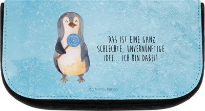Produktbild von Mr. & Mrs. Panda kulturtäschchen Pinguin Lolli - Eisblau - Geschenk, Unvernünftig, Organizer, Spruch, kosmetiktäschchen, Kulturbeutel, Pinguine, Necessaire, Kulturtasche