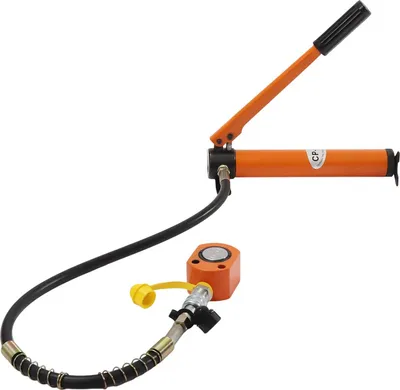 Immagine prodotto di Cilindro idraulico 10 t - Set con pompa manuale CP-180, BSY-10 - Volume olio 350 ml - Acciaio - Lunghezza pompa 33 cm - Arancione
