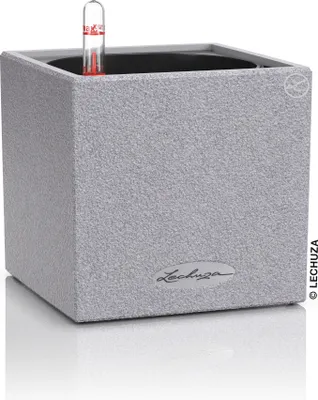 Produktbild von LECHUZA-Tischgefäß CANTO Stone 14 Steingrau | Pflanzgefäß mit Bewässerungssystem | Naturstein-Optik | 14 x 14 x 13,5 cm | 13470