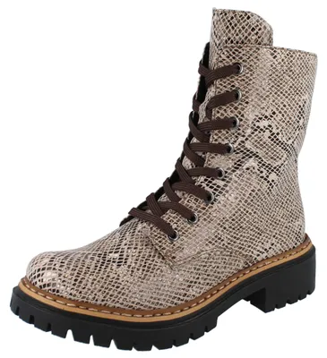 Produktbild von RIEKER Damen Bikerboots beige animalprint Kunstleder - Größe: 37
