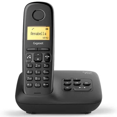 Produktbild von GIGASET A270A DECT-Schnurlostelefon mit Anrufbeantworter, Anruferanzeige, Freisprechen, beleuchtetes LCD, bis zu 80 Kontakte – Schwarz
