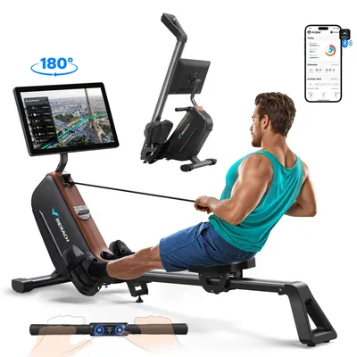 Produktbild von Rudergerät für Zuhause, leises Fitnessgerät mit 16 Widerstandsstufen, HD-Display, automatischer Magnetwiderstand, einfache Montage, bis 158 kg
