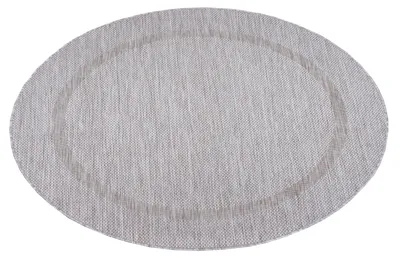 Produktbild von Carpetsale24 In- & Outdoor Teppich - Wetterfestes Flachgewebe in Sisal-Optik mit Bordüre, Küchenteppich, Terrasse, Wohnzimmer Grösse: 120 cm Rund