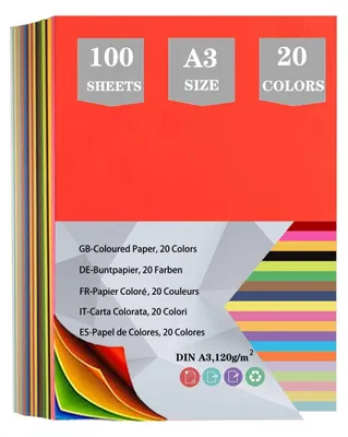 Imagen del producto de Omgoods - 100 hojas de papel de origami A3 en 20 colores