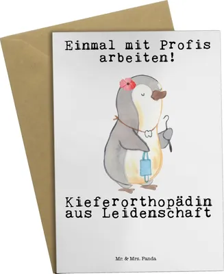 Produktbild von Mr. & Mrs. Panda babykarte Kieferorthopädin Leidenschaft - Weiß - Geschenk, einladungskarten, valentinstagskarte, Grußkarte, weihnachtskarten, Grußkarten, osterkarten