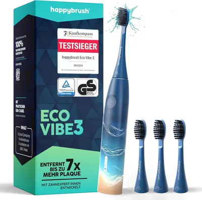 Produktbild von Elektrische Zahnbürste mit 8 Wochen Power Akku – Ultraschall Zahnbürsten Schallzahnbürste Eco Vibe 3+ –  – 100 Tage testen