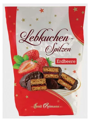 Produktbild von Emil Reimann Lebkuchen-Spitzen mit Erdbeerfruchtfüllung Packung 180g