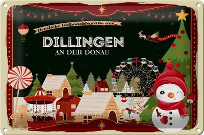Produktbild von Blechschild Weihnachten Grüße DILLINGEN AN DER DONAU 30x20cm