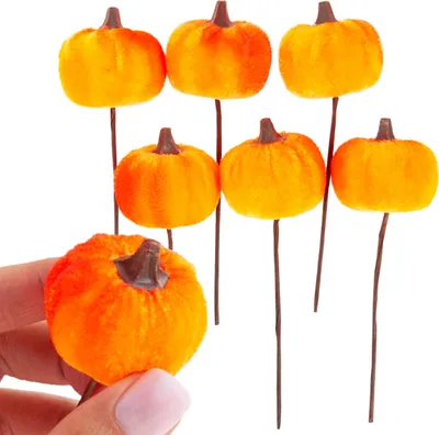 Zdjęcie produktu dla Dynia, sztuczne dynie w kolorze pomarańczowym, 6 sztuk, idealne na jesień i Halloween