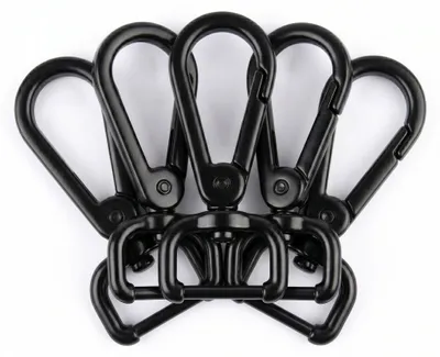 5 Bolzen-Karabiner Karabinerhaken Taschenkarabiner Größen Farbwahl - Gurtband Hundeleinen schwarz