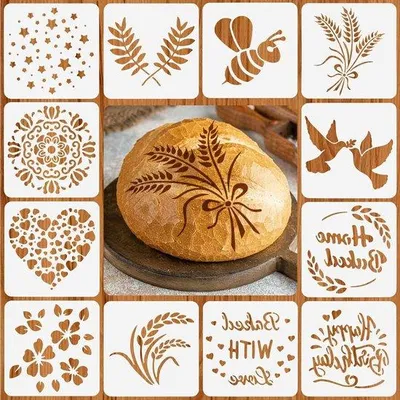 Obrázok produktu pre Sada 12 kusov na chlieb, koláče, kávu a torty so vzormi – 15 x 15 cm.